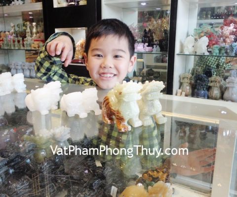 Mẹ con chị Ngân - khách hàng mua 2 cặp Tỳ hưu Bạch ngọc H007, 1 cặp Tỳ hưu Bắc Kinh BKX-S, Chuỗi thạch anh trắng S6105-S4-1469, Chuỗi Phỉ thúy S5123-S4-570