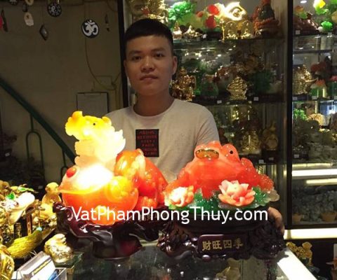 Anh Đức - khách hàng mua Tỳ hưu đỏ cam tài lộc K119M và Thiềm thừ mẫu đơn đế xoay K133M
