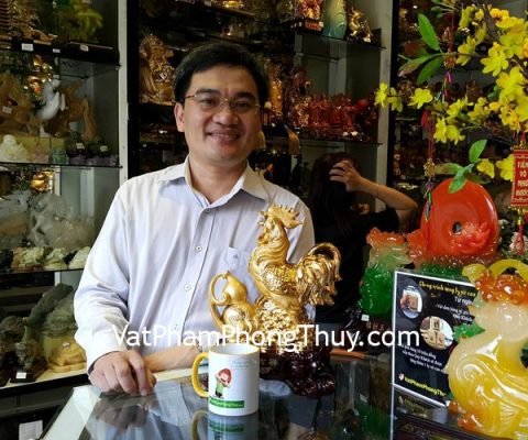 Anh Thuận - khách hàng mua tượng gà trên hồ lô tiền G028A và cặp tỳ hưu thạch hưu thạch anh đen GM110