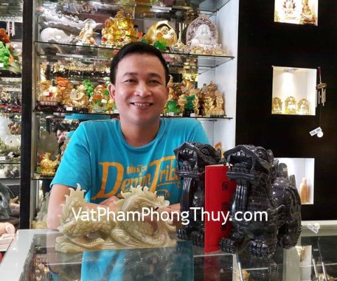 Anh Đạt - khách hàng mua 1 cặp tỳ hưu bắc kinh đen khủng BKD-L và tượng rồng cẩm thạch nằm lớn N076