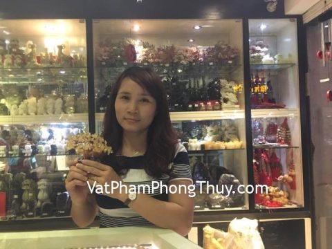 Chị Linh - khách hàng đã mua cây tài lộc thạch anh vàng KC057
