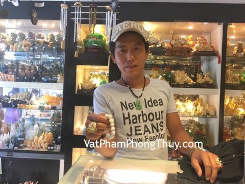 Anh Tý - khách hàng mua mặt tỳ hưu mắt mèo vảy rồng S931, chuỗi ngọc phỉ thúy xanh sáng A+ 14li S6400