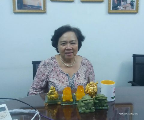 Cô Vy - khách hàng mua Cặp Thiềm thừ Lam ngọc GM024, Cặp Tỳ hưu C054A, Long quy vàng C089A, Phật di lặc vàng C136A