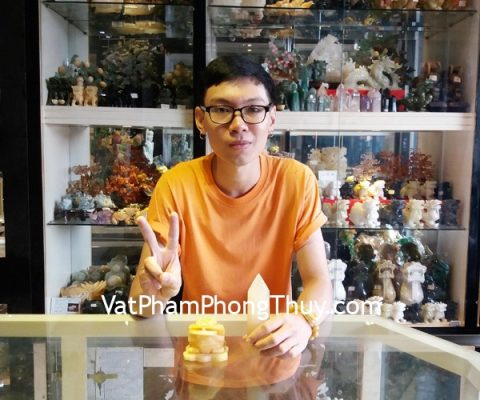 Anh Danh - khách hàng mua Thiềm thừ Hoàng long GM022, Trụ thạch anh vàng GM053-874, Chuỗi tỳ hưu Hoàng long S6010