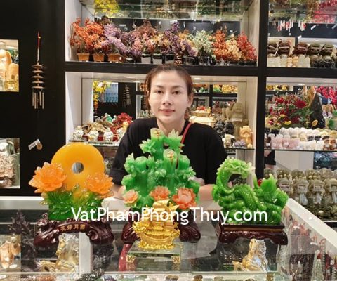 Chị Thanh - khách hàng mua tượng thuyền buồm C192A, bụi mẫu đơn cam lưu ly LN212, mẫu đơn đỏ trăng cam C197A, thần rồng xanh LN151
