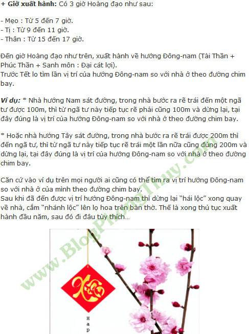 Xuất hành, chọn tuổi xông nhà, xông đất, khai trương đầu năm