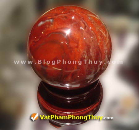 Quả cầu phong thủy đá đỏ bích jasper