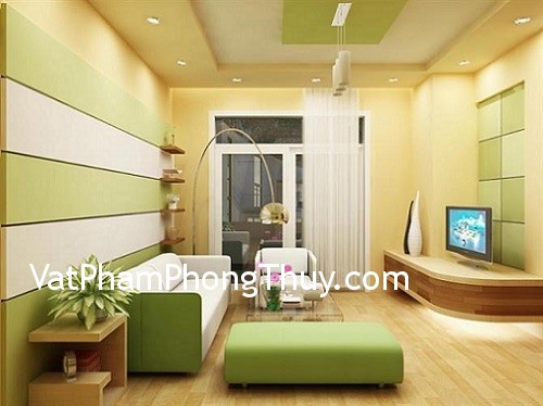 Phòng khách vuông vức mang lại nhiều tài lợi