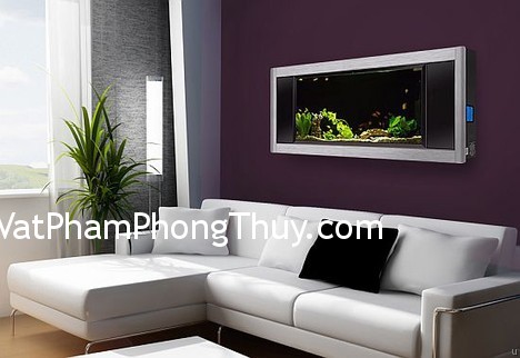 Bố trí bể cá treo tường hợp phong thủy