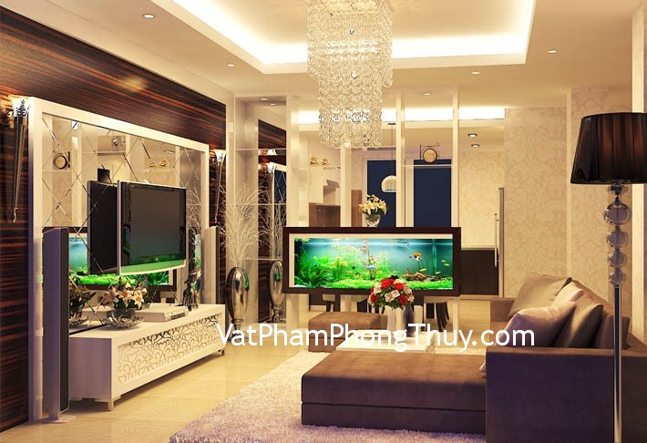 Phong thủy cho bể cá trong phòng khách
