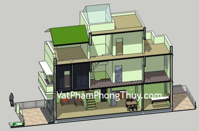 Bố trí phong thủy cho nhà ống