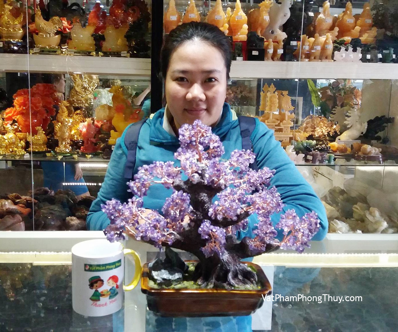 Chị Tiên - khách hàng mua Cây tài lộc thạch anh tím KC070