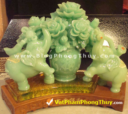 Giỏ hoa mẫu đơn và cặp voi - vatphamphongthuy.com