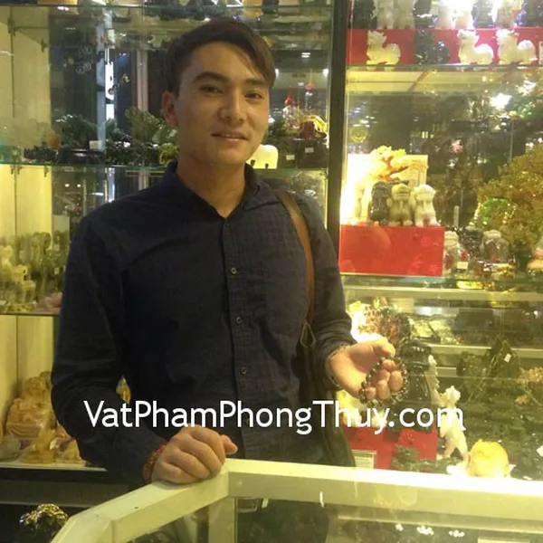 Anh Định- khách hàng mua vòng tay thạch anh ưu linh xanh S5107-5848
