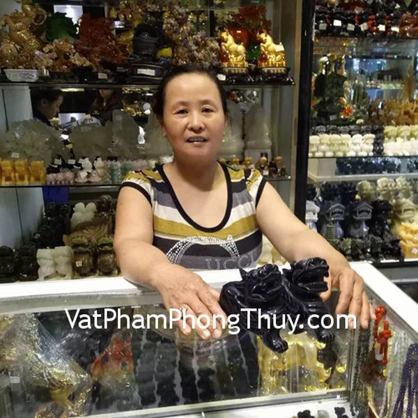 Cô Thanh - khách hàng mua tượng Tỳ Hưu đá Hắc ngà H011