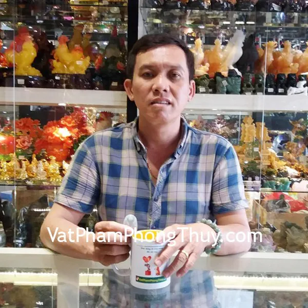 Anh Tân - khách hàng mua Phật bản mệnh Phỉ Thúy trung A+++ Hư Không Tạng S6507-2, Chuỗi Phỉ thúy xanh đậm A+ 14 li S6396