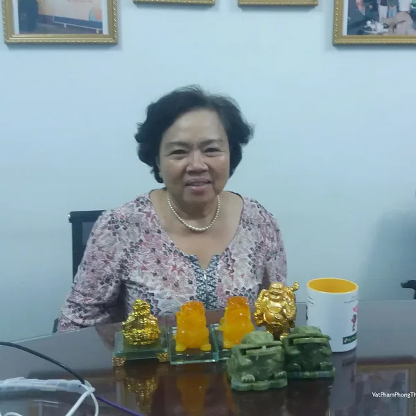 Cô Vy - khách hàng mua Cặp Thiềm thừ Lam ngọc GM024, Cặp Tỳ hưu C054A, Long quy vàng C089A, Phật di lặc vàng C136A