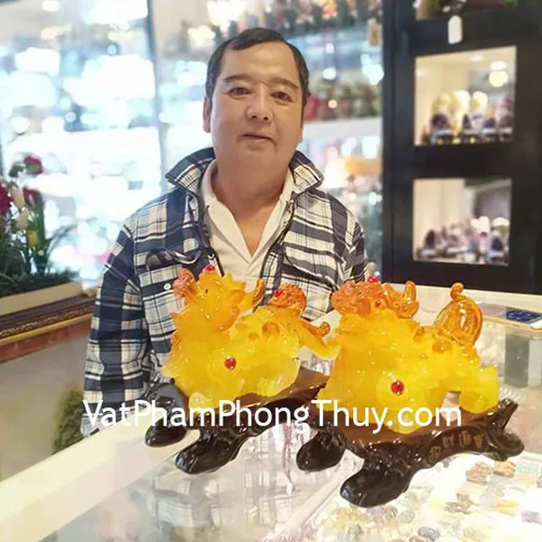 Chú Kiệt-khách hàng mua Cặp tỳ hưu đầu cam mình vàng ngọc đuôi như ý đế gỗ LN053