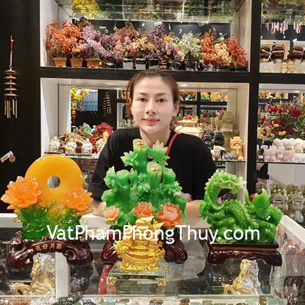 Chị Thanh - khách hàng mua tượng thuyền buồm C192A, bụi mẫu đơn cam lưu ly LN212, mẫu đơn đỏ trăng cam C197A, thần rồng xanh LN151