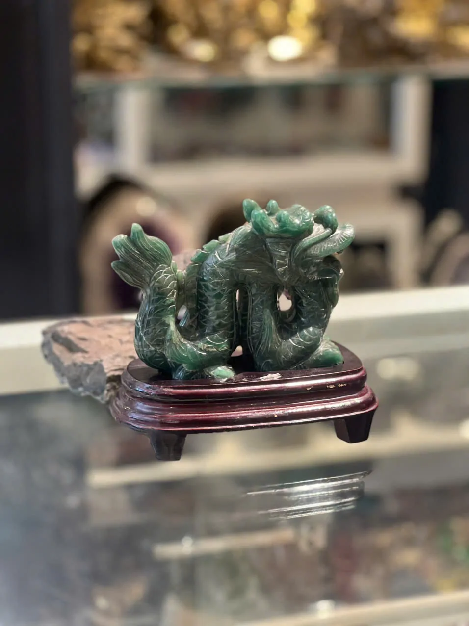Rồng ngọc đông linh lớn, đế gỗ M086