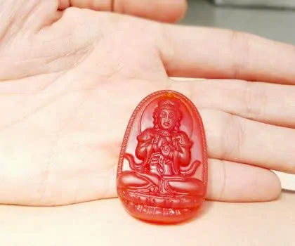 Phật bản mệnh đá mã não đỏ - Mùi + Thân (Như Lai Đại Nhật) S6337-6