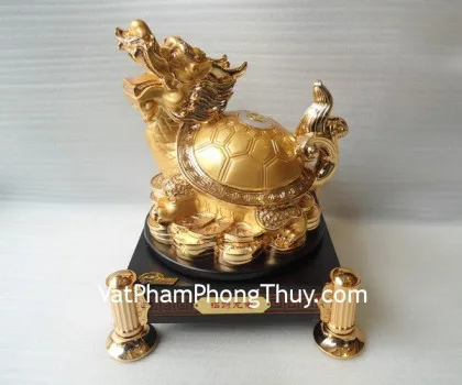 Long quy vàng kim, xoay, đế 4 chân- Long quy chiêu tài E282
