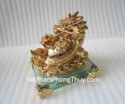 Long quy xanh, đế thủy tinh- Long quy chiêu tài FE279