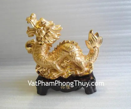 Rồng vàng kim, đế gỗ- Hưng long thịnh vượng E134