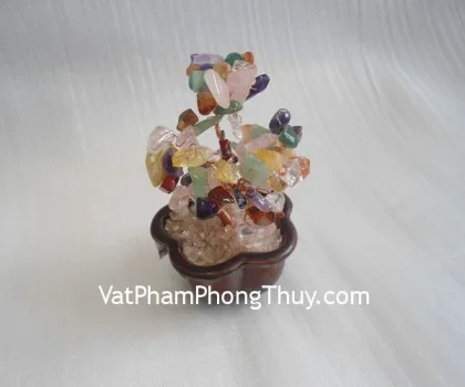 Cây đá mã não đỏ nhỏ - chậu tròn K159_4