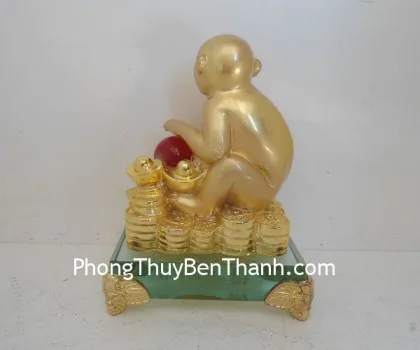 Khỉ thông minh mạnh kiến vàng,đế thủy tinh Y355