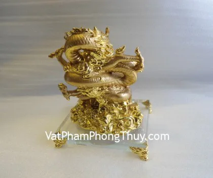Rồng vàng kim, đế thuỷ tinh vuông- Long vận hăng thông E131