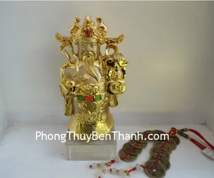 Thần tài cát tường như ý vàng,đế thủy tinh FY135
