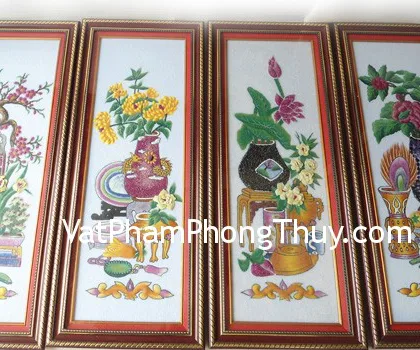 Tứ quý bình cổ khổ 0.3m x 0.9m TTQ01