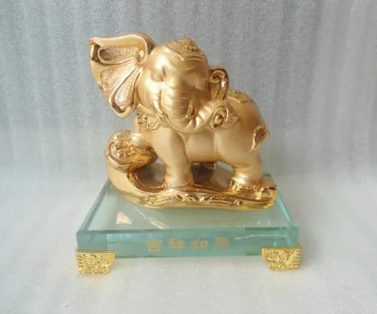 Voi như ý vàng kim, đế thủy tinh- Cát tường như ý E283