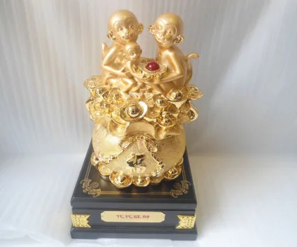Gia đình khỉ vàng trên túi vàng - đời đời vượng tài FK028M