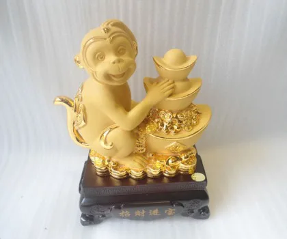 Khỉ tài lộc sa kim ôm tháp nguyên bảo FK034M