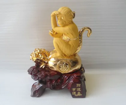 Khỉ tài lộc ngồi trên núi vàng FK036M