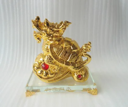 Long quy vàng trên như ý nhỏ, thủy tinh - như ý quy lai FH443G