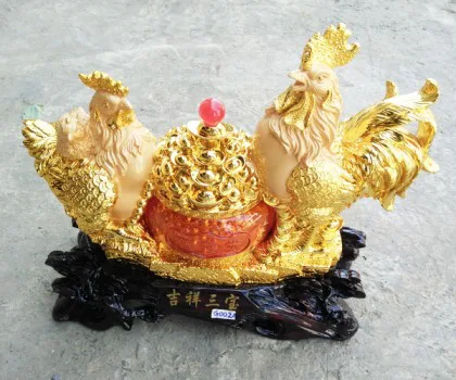 Gia đình gà trên hũ vàng (nhỏ) - Cát tường tam bảo FG003A
