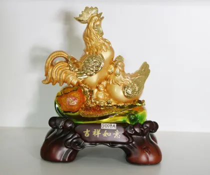 Gia đình gà trên gậy như ý lưu ly - Cát tường như ý FG007A