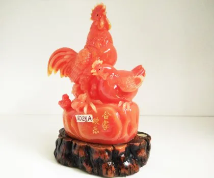 Gia đình gà ngọc màu vàng trên đá (có đèn) - Hợp gia hoan lạc FG021A