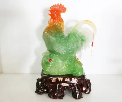 Gà ngọc xanh trên như ý xanh - Cát tường vượng tài G051A