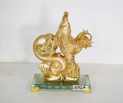 Gà vàng bên như ý vàng đế thủy tinh - Cát tường như ý G072A