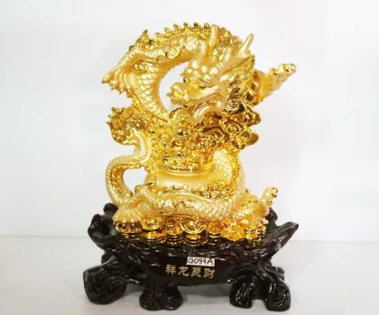 Rồng vàng ôm hủ nguyên bảo lớn trên tiền - Tường long tụ tài G097A