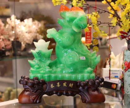 Chó xanh ngọc tháp đỉnh vàng - Cung hỷ phát tài C011A