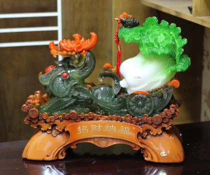 Tỳ hưu xanh cõng bắp cải có thiềm thừ - Chiêu tài nạp phước C038A