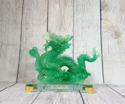 Thần rồng xanh ngọc trên gậy như ý xanh ngọc đế thuỷ tinh - Vạn Sự Như Ý LN155