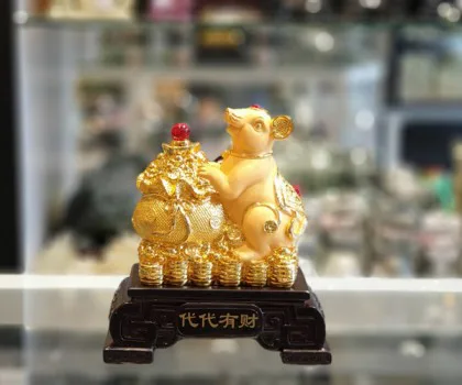Chuột vàng kim sa ôm túi vàng - Đời đời hữu tài TM017