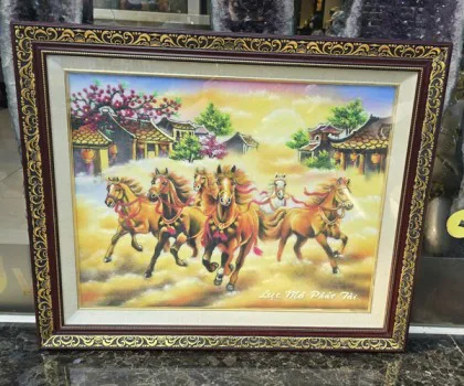 Tranh đồng Song Hạc FTD12