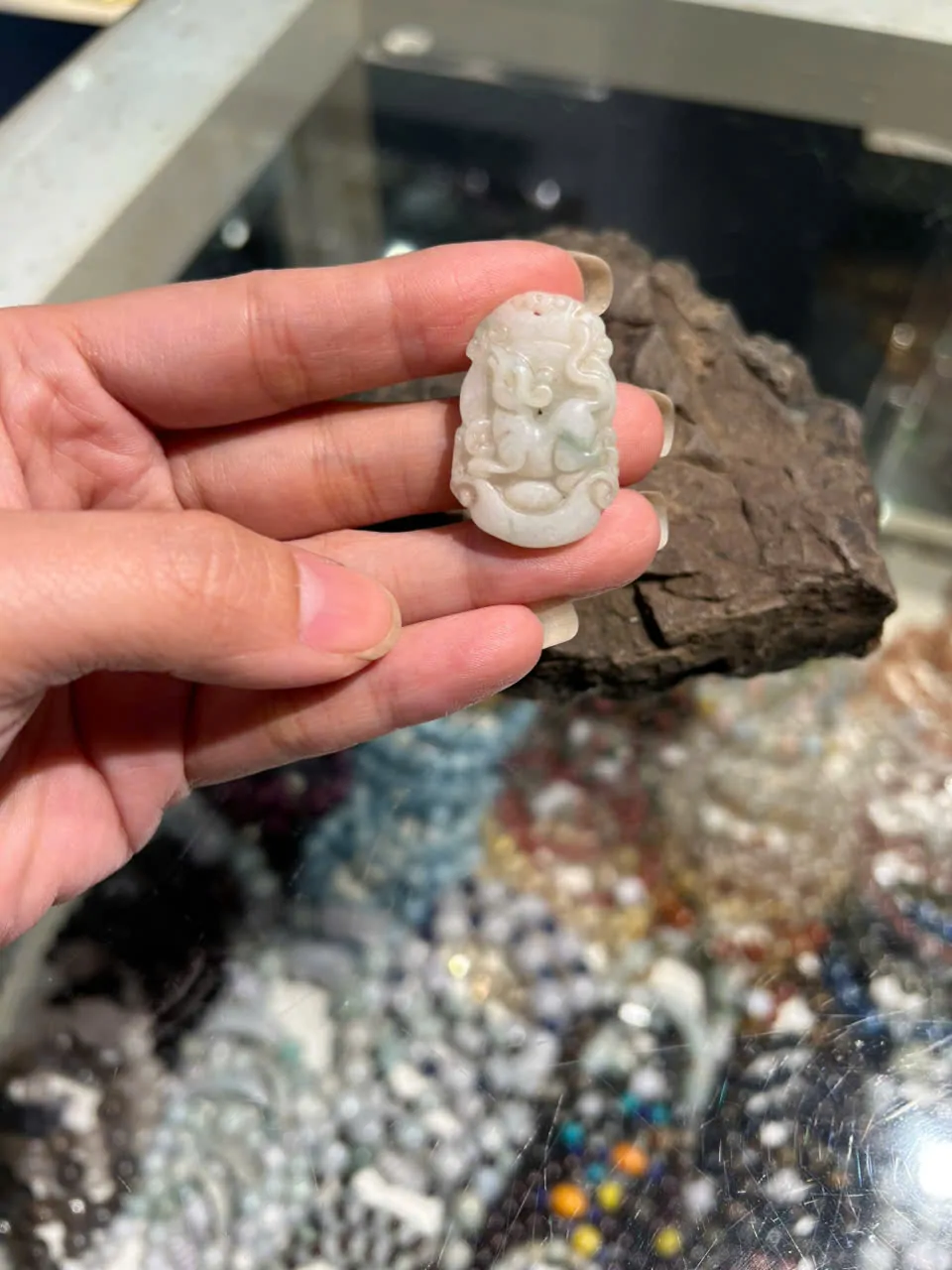 Mặt 12 con giáp Phỉ Thúy cỡ vừa A - Tuổi Tý S6644-1